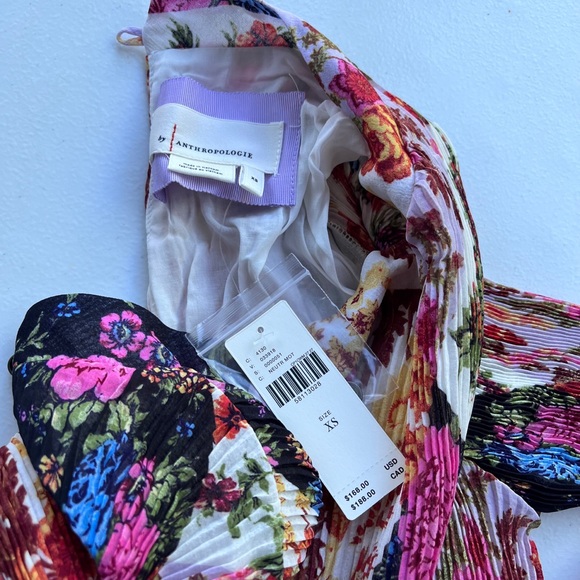 Anthropologie Maeve Shara Polished Pleats, Floral, Midi Dress XS - Picture 9 of 16